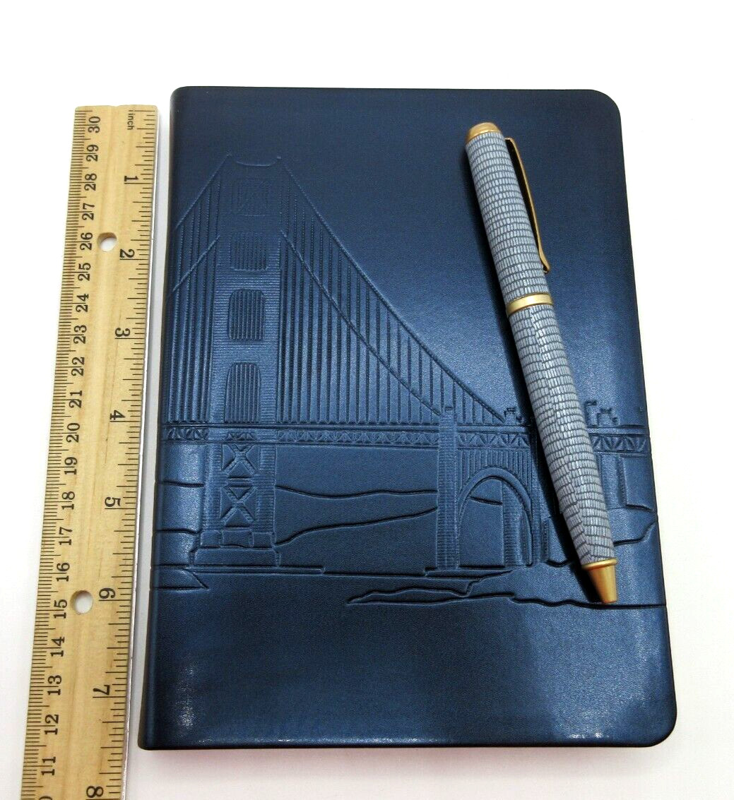 Journal Travel Notebook 7″ Leather Soft Cover 224 Lined Pages Gumps $70 Blue