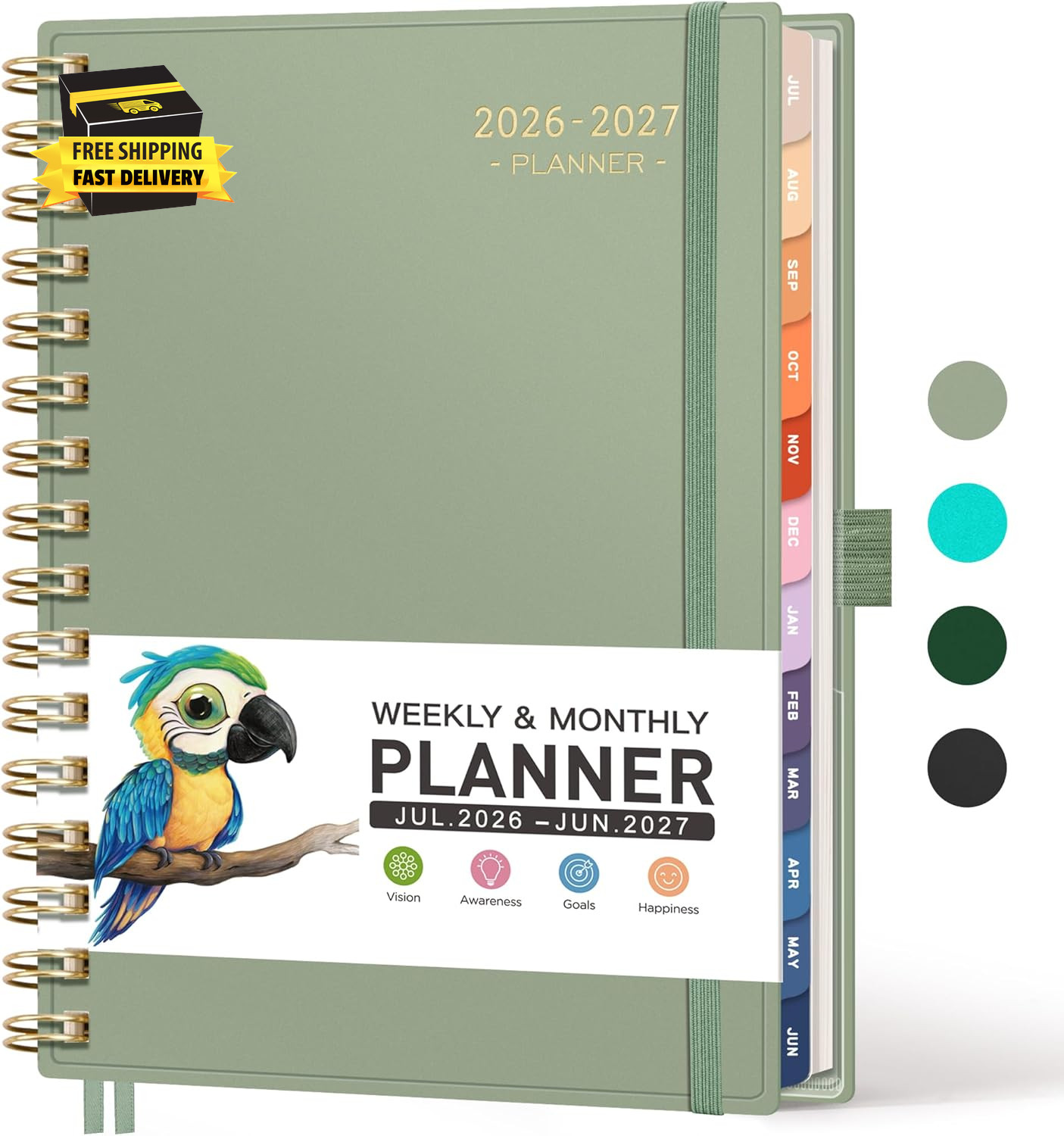 Academic Planner 2026-2027, Weekly and Monthly, July 2026 – June 2027, Medium Si