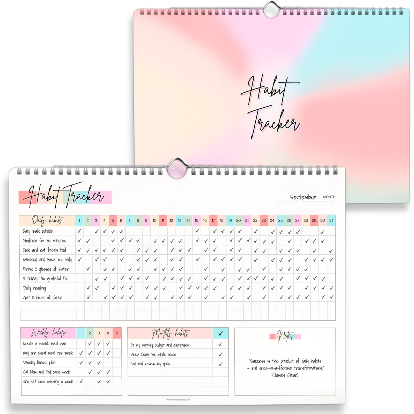 Habit Tracker Calendar – Daily, Weekly & Monthly & Goal Rainbow