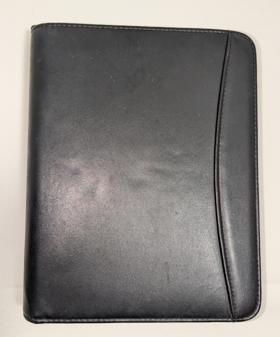 Day Runner Fact Centre Black Faux Leather 3-Ring Zipper Planner, Inserts incl.