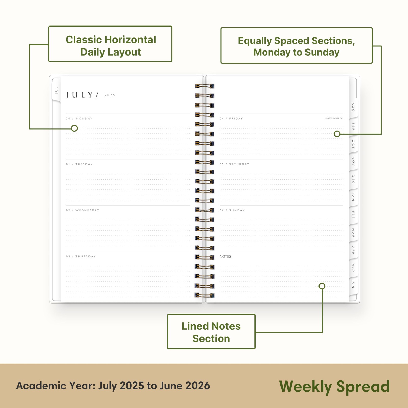 Blue Sky Sustainability 2025-2026 Weekly and Monthly Academic Year Planner Ca…