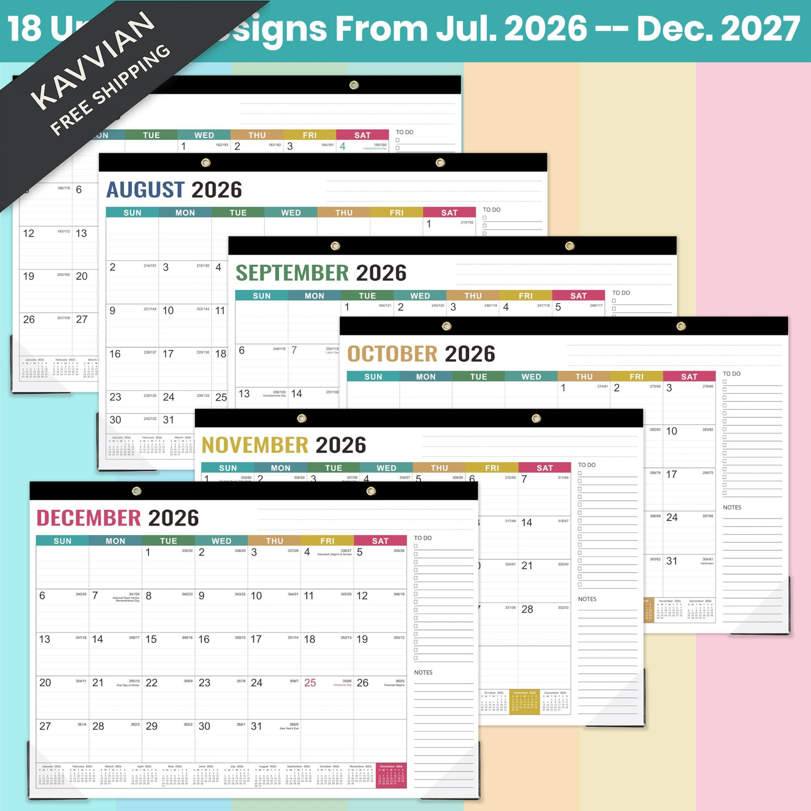 Desk Calendar 2026-2027 – Calendar, July 2026 – multicolored