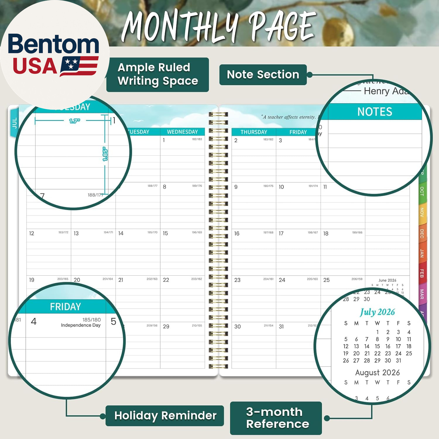 Teacher Planner 2026-2027 – Teacher Lesson Planner, July 2026 – June 2027, 8.5″
