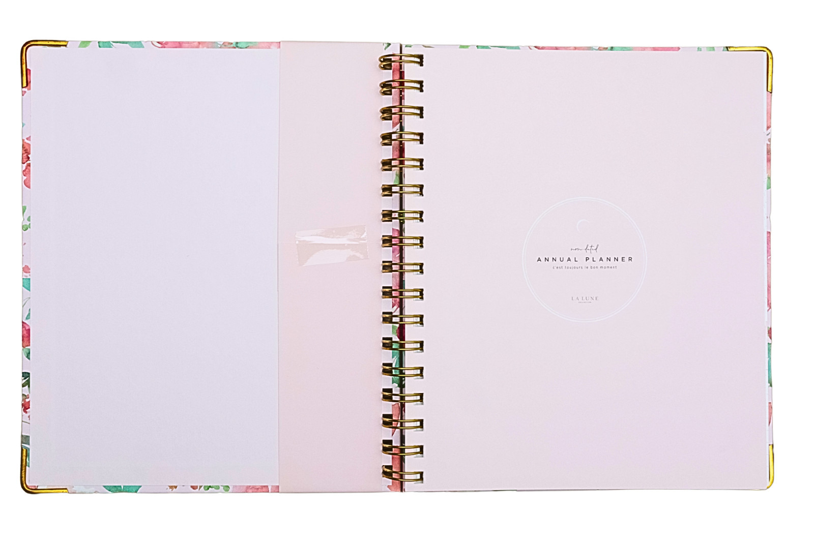 12 Months Non-Dated Weekly Monthly Planner 7.25 x 8.75 in Hard Cover Spiral Pink