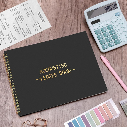 HAUTOCO Accounting Ledger Book for Small Business 10.1 x 7.8”, Black