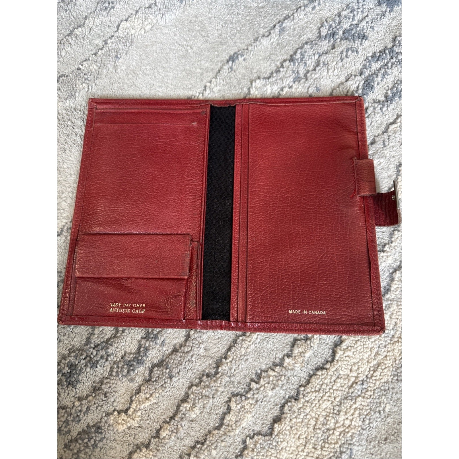 Vintage Pocket Day-Timer organizer Antique Calf Leather Red