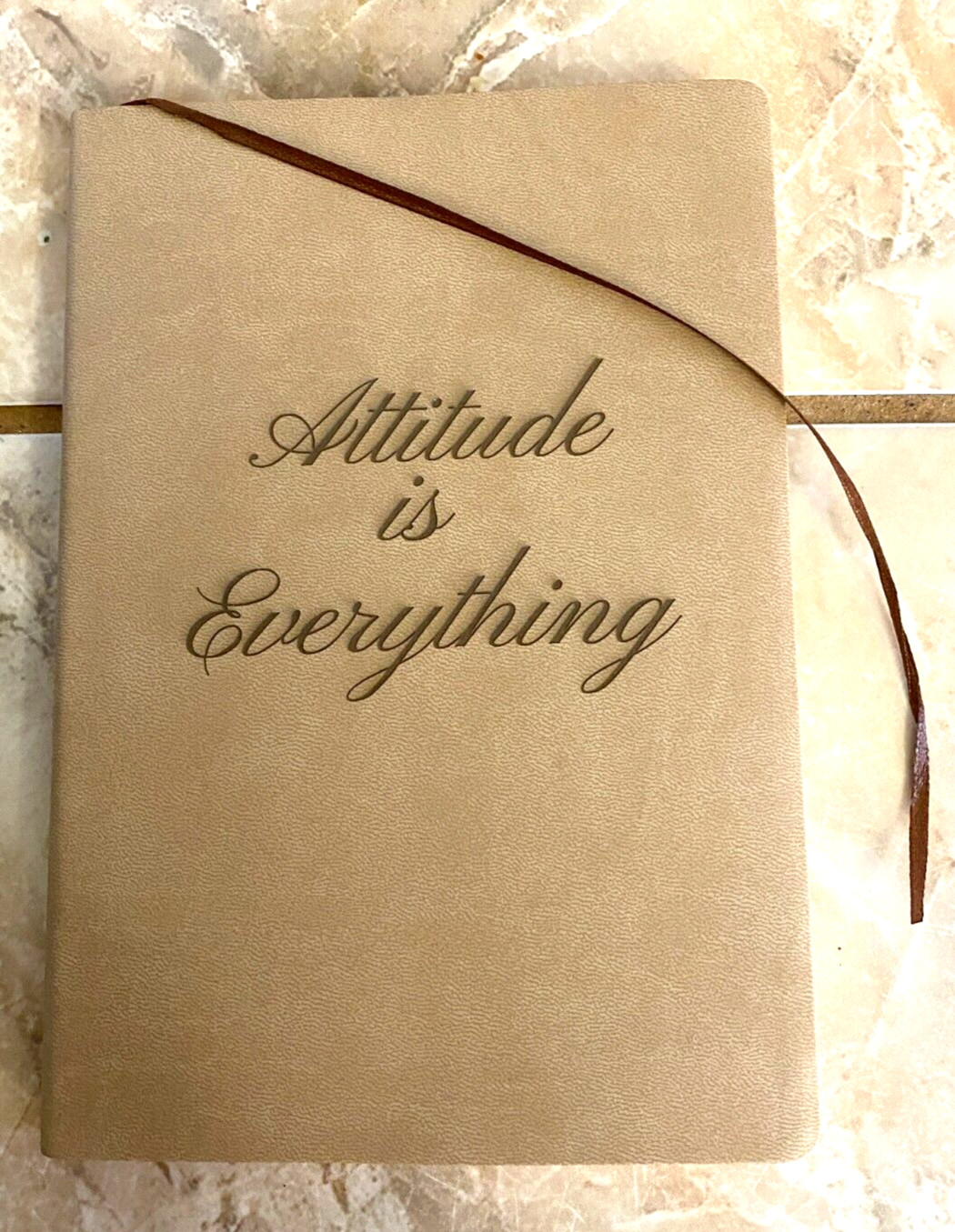 New, faux suede bound writing journal “Attitude Is Everything” – 8″ x 6″