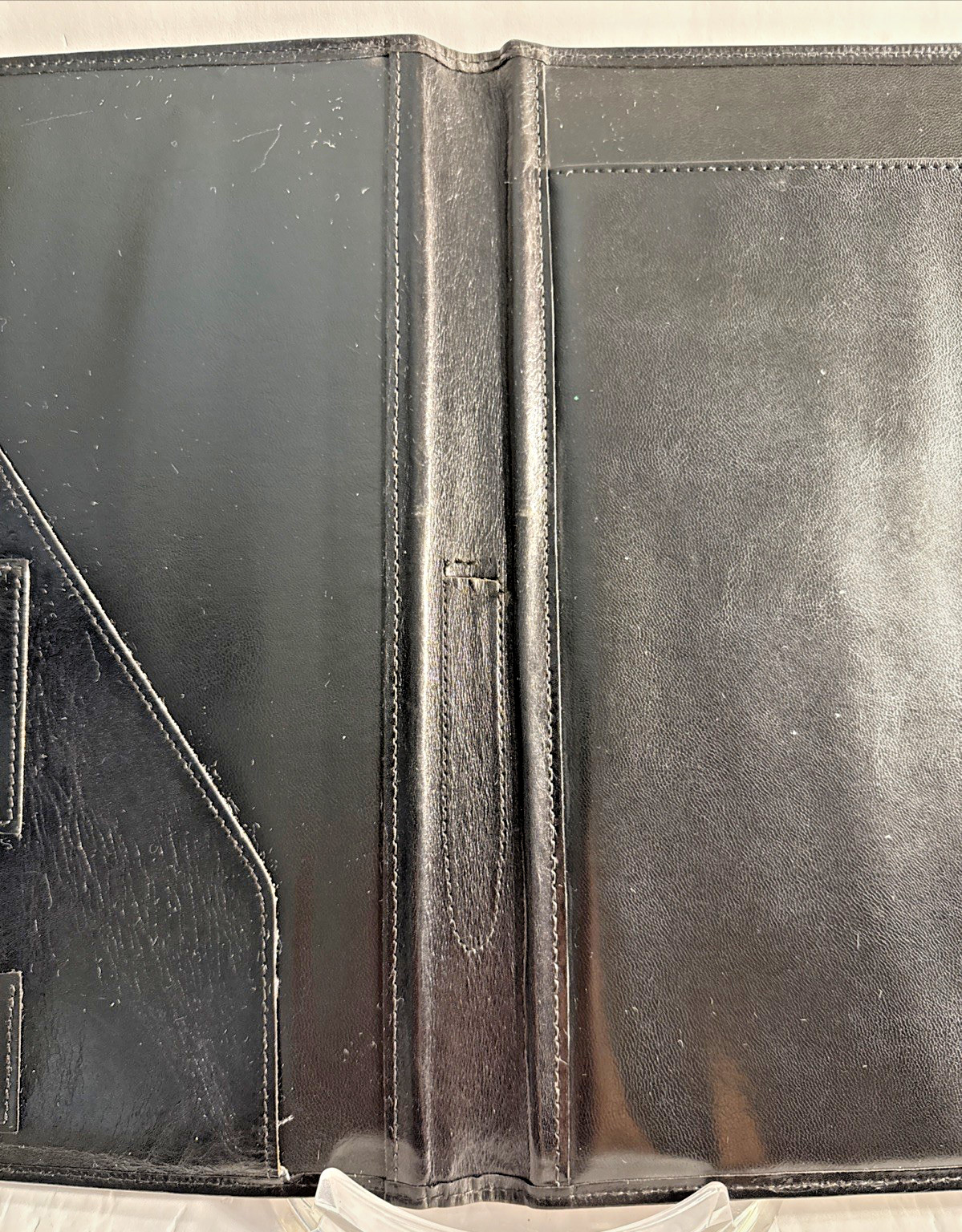 BOSCA USA VINTAGE Black Hand Stained Old Leather Deluxe Portfolio 7 DAY SALE
