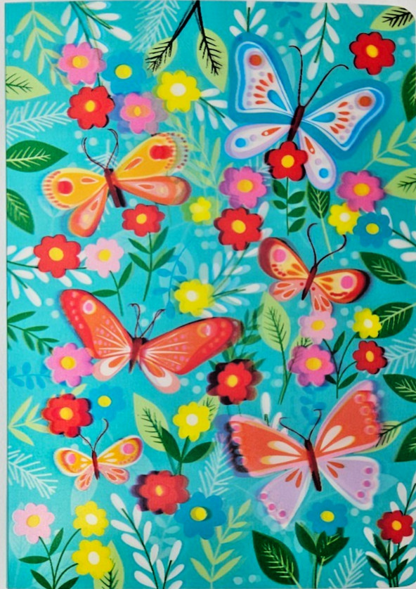 Butterfly Notebook 5 in x 7 in – 60 Lined Sheets Jot Brand Colorful Floral Cover
