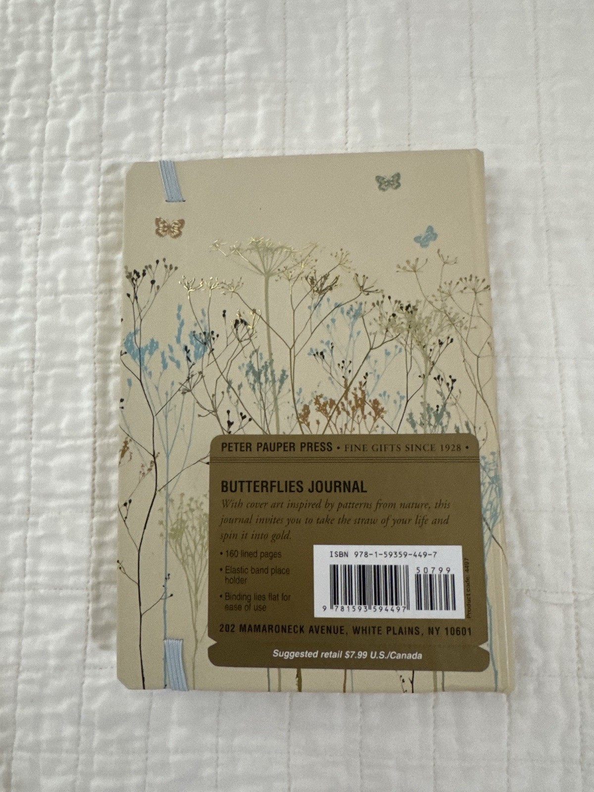 Peter Pauper Press Butterflies Journal Cardboard Cover Elastic Band Vintage