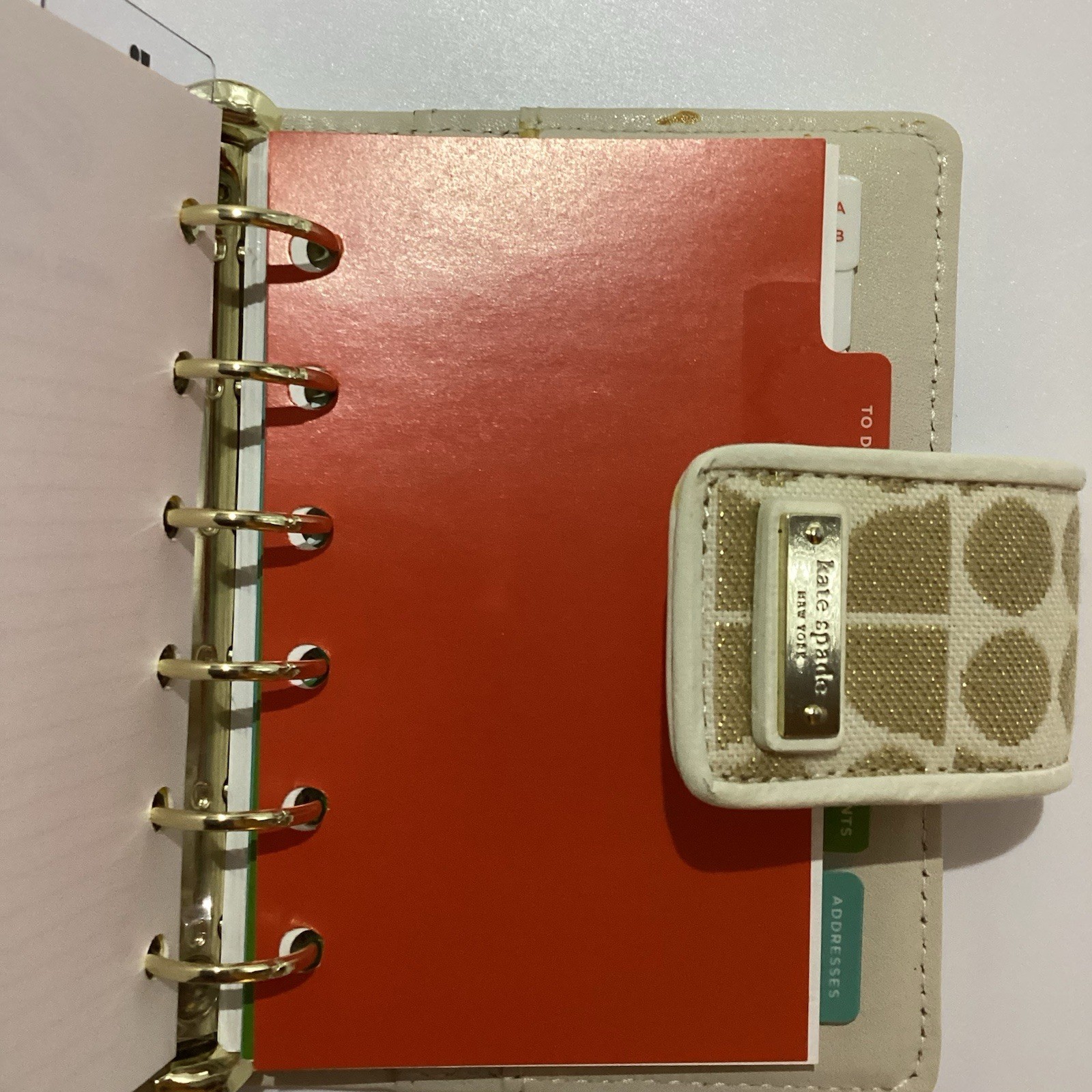 KATE SPADE NOEL PLANNER AGENDA ORGANIZER ADDRESS BINDER CREAM GOLD GLITTER NEW