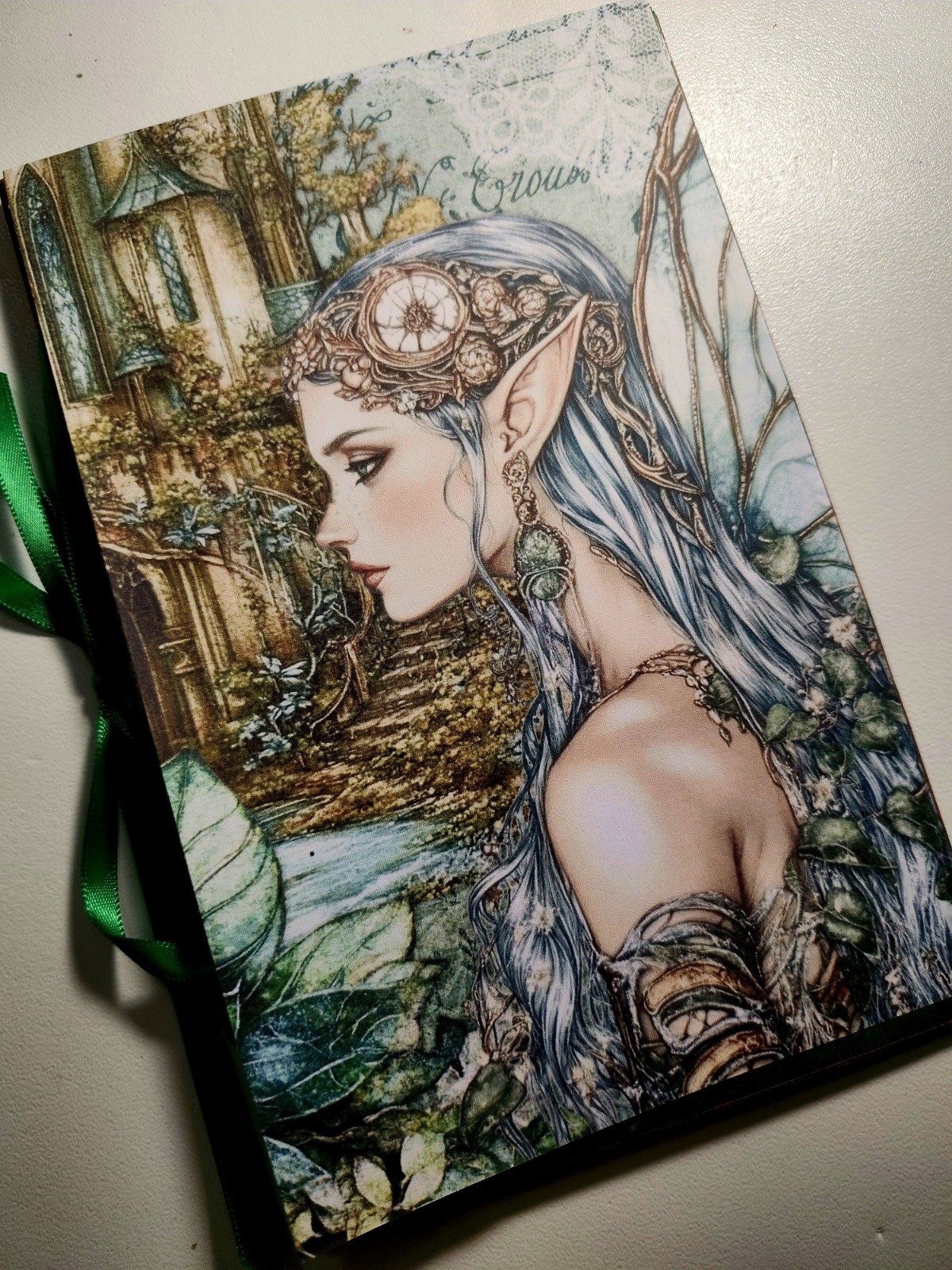Junk Journal Blank Booklet “FANTASY FOREST” Handmade Fairies Lg 8.5″x5.5″ 40pg