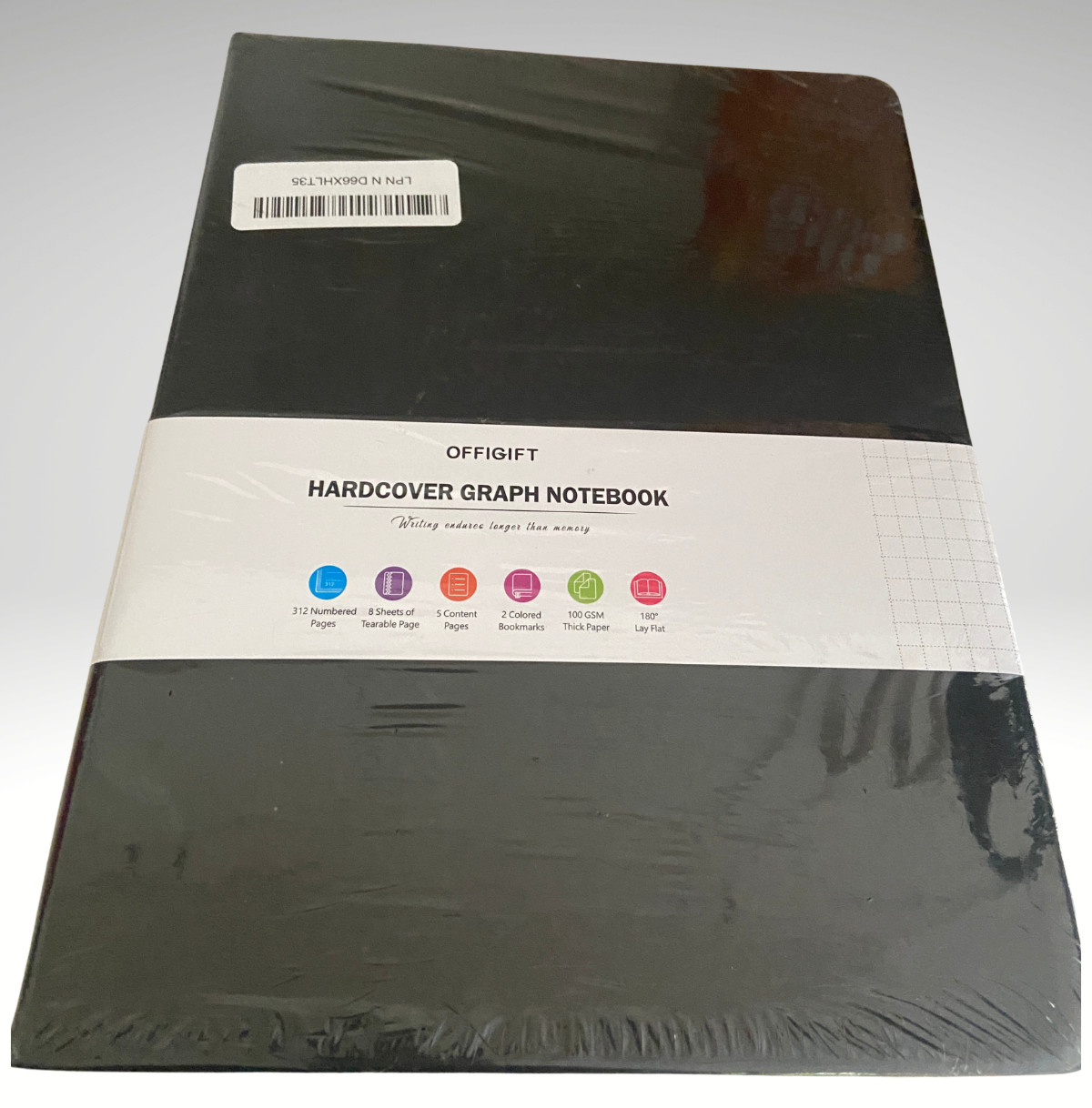 Hardcover Graph Notebook Journal BLACK-312 Thick Numbered Pgs-Large 8.5″ x 11″