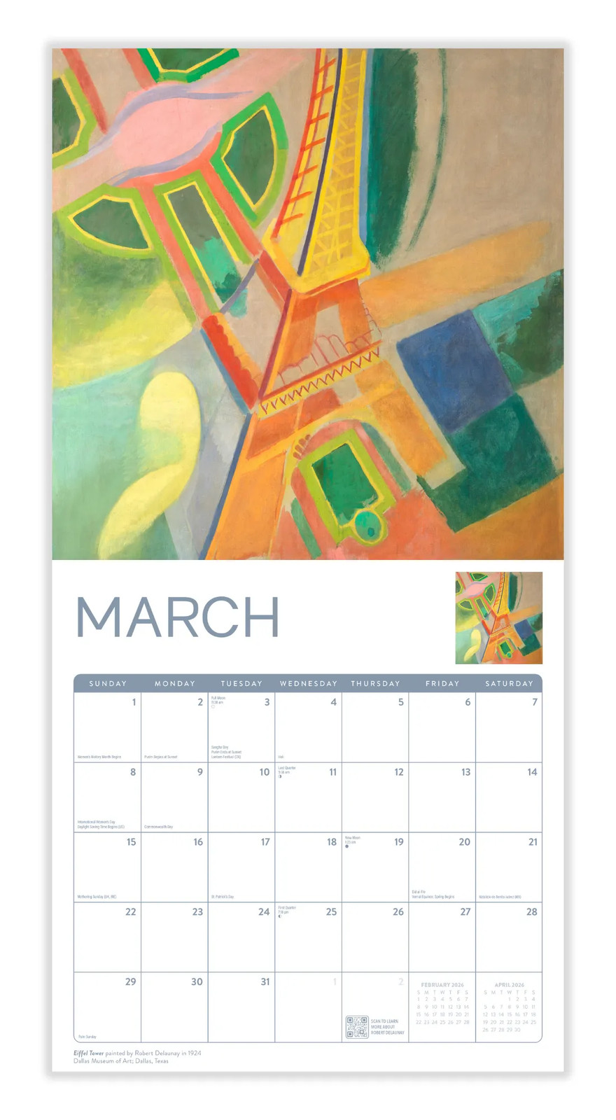 Modern Art Calendar 2026 | 12” x 24” Wall Calendar 12 Month | Marble City Press