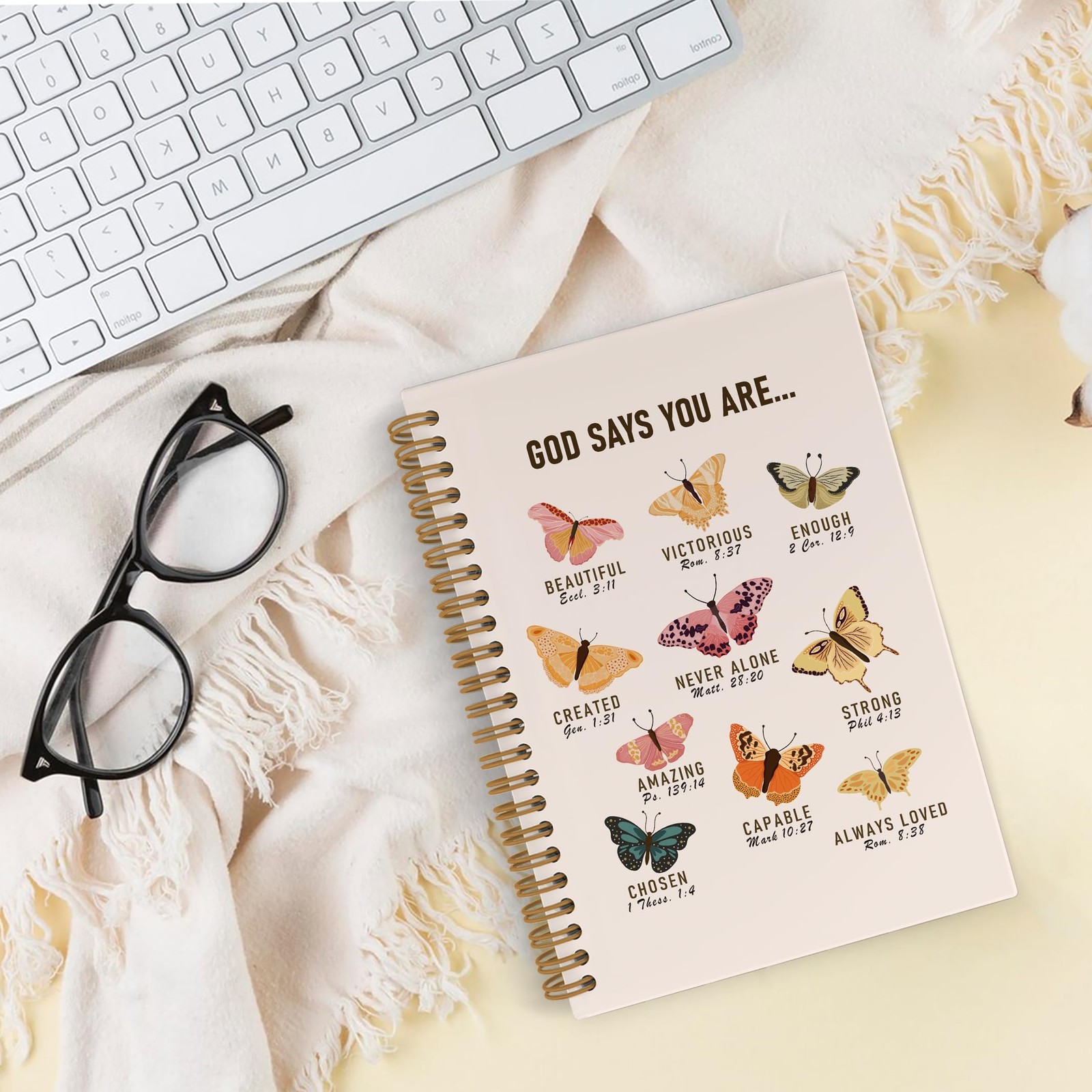 QLMX God Says You Are Beautiful Spiral Notebook, Butterfly Notebook butterfly