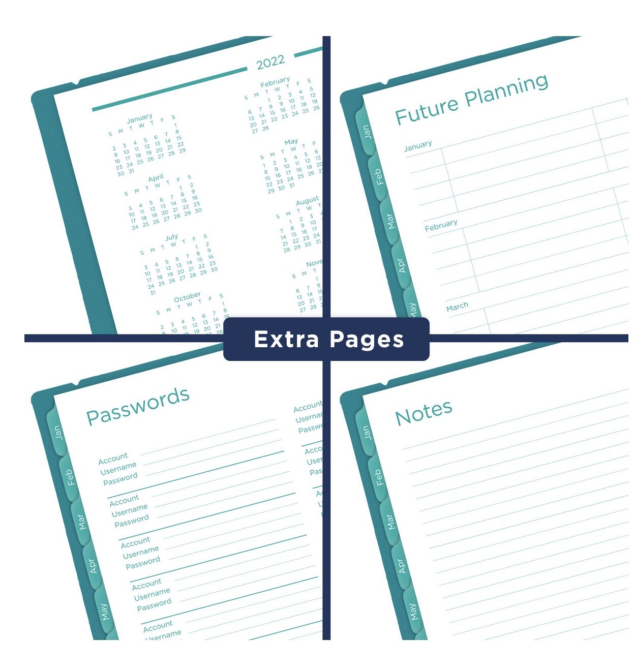 2023 Mead, Color Pop, Teal, Weekly Monthly Planner – Contacts- Passwords- Notes