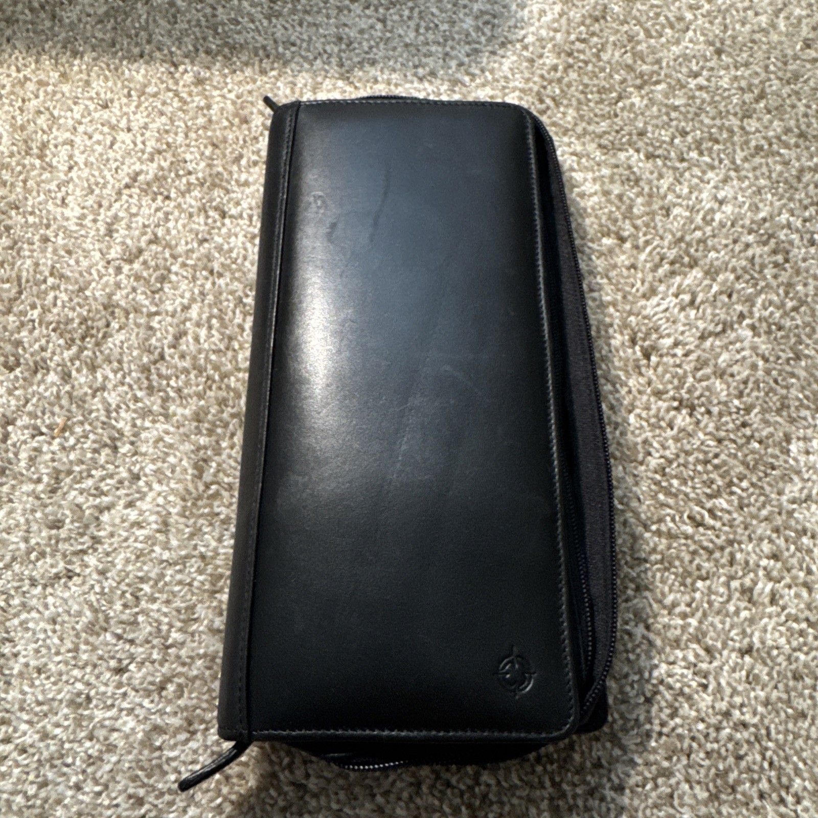 Franklin Covey Large 10×5 Black Leather Zip Around Travel Wallet Organizer