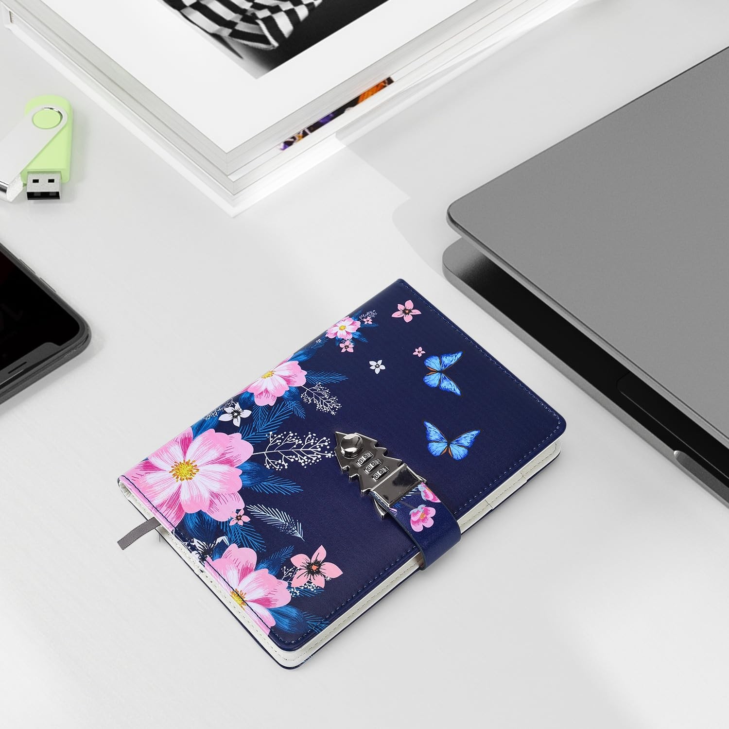 ARRLSDB A5 Creative Password Lock Diary, PU Leather Journal with Style 10