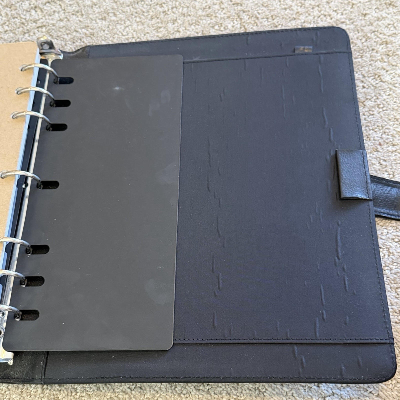 Day Timer Smooth Black Leather 7 Ring Planner Snap Close w/ Inserts 2000 Vintage