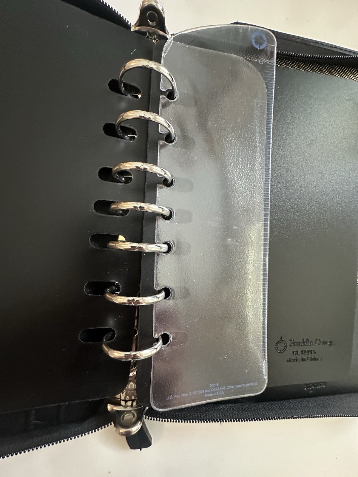 Vtg Franklin Covey Blk Full Grain Leather Planner Organizer 7 Ring Binder Zipper