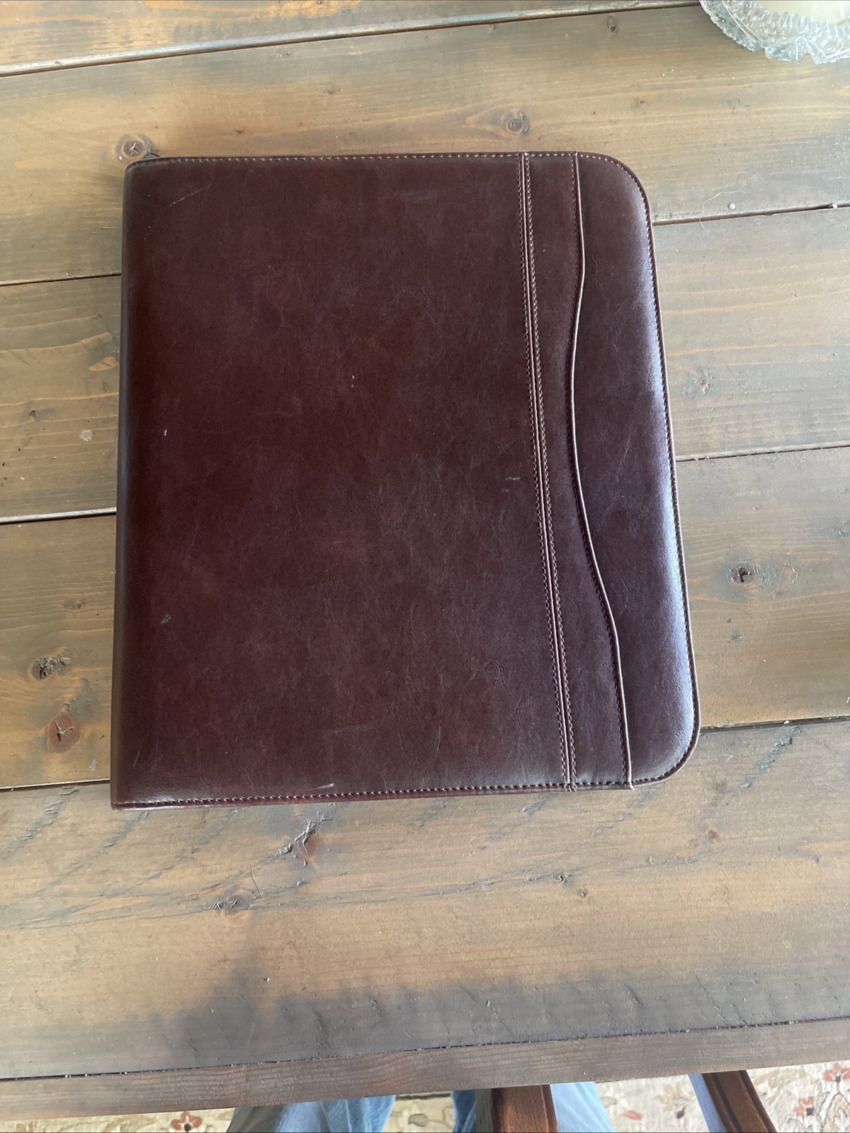 Day-Timer Distressed Leather Zippered Planner Cover, Brown, Folio 8 1/2 x 11