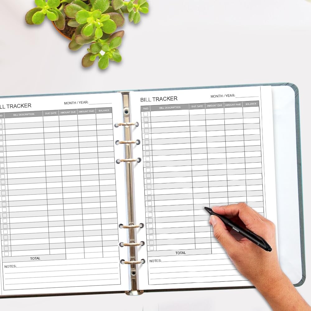 Bill Payment Tracker Refills – 100 Sheets/200 5.5 X 8.5 inches, White 6 Hole