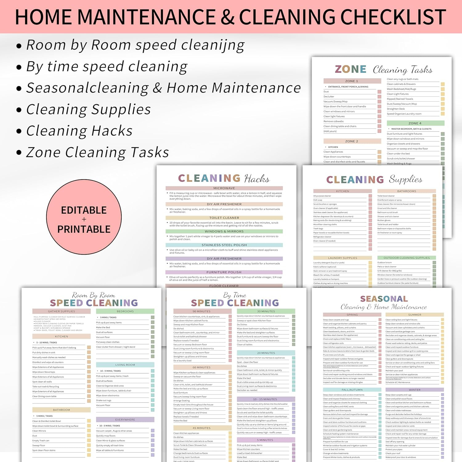 Adhd Cleaning Planner for Adults Women, Cleaning Schedule and Checklist Organ…