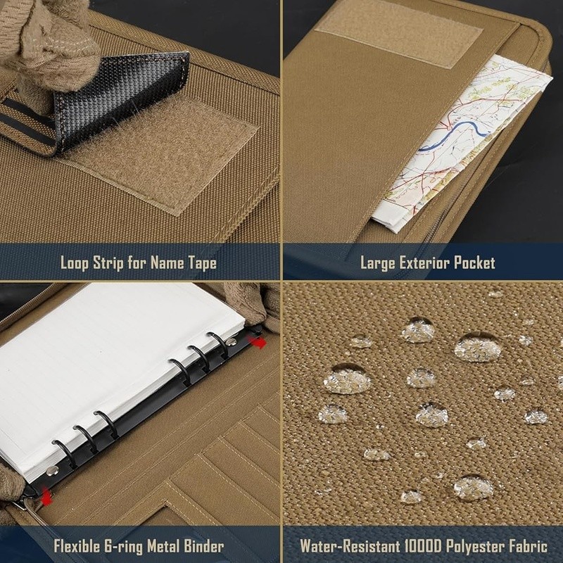 Refillable 6-Ring Binder A5 Notebook Tactical Portfolio Organizer Multi-Pocket