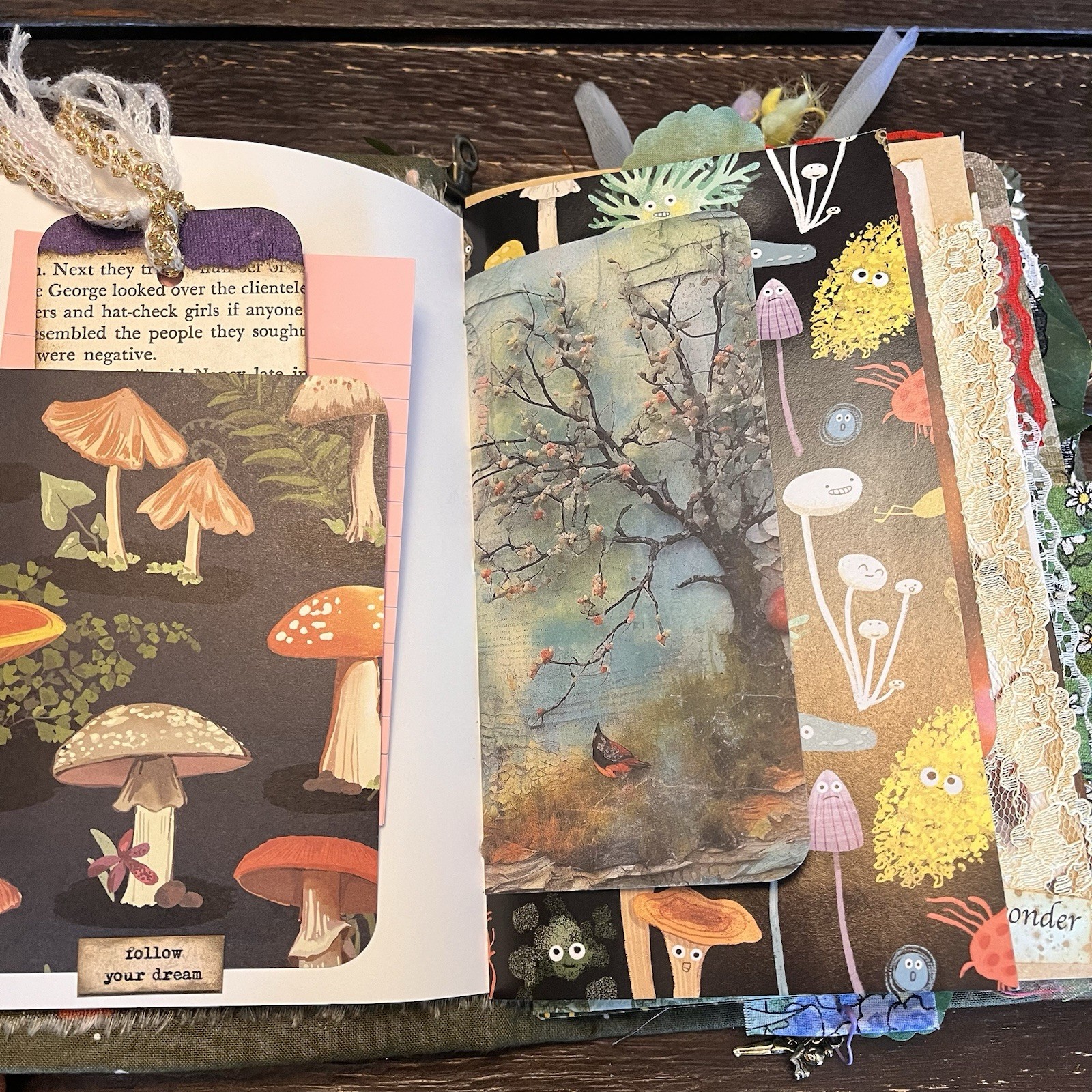 Mushroom Nature Junk Journal Woodland Softcover Decorated 3 Signatures