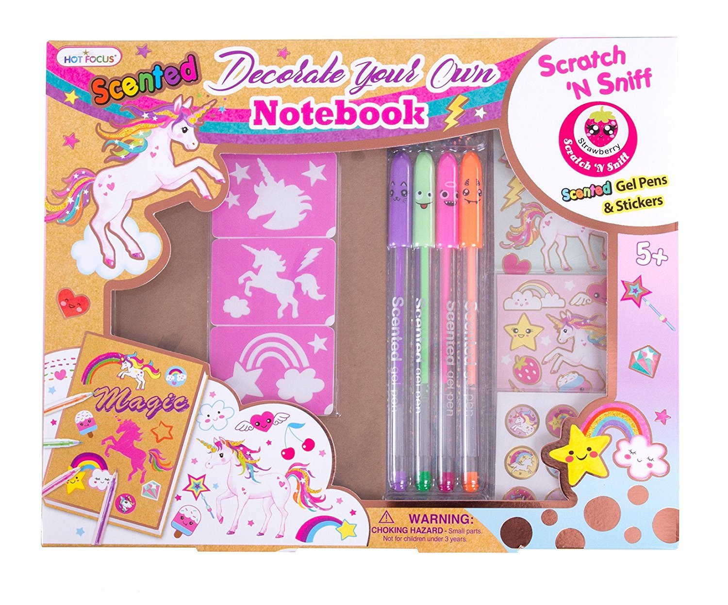 Unicorn Notebook Kit – Girls DIY Journal Set w/ Scented Gel Pens and Stickers