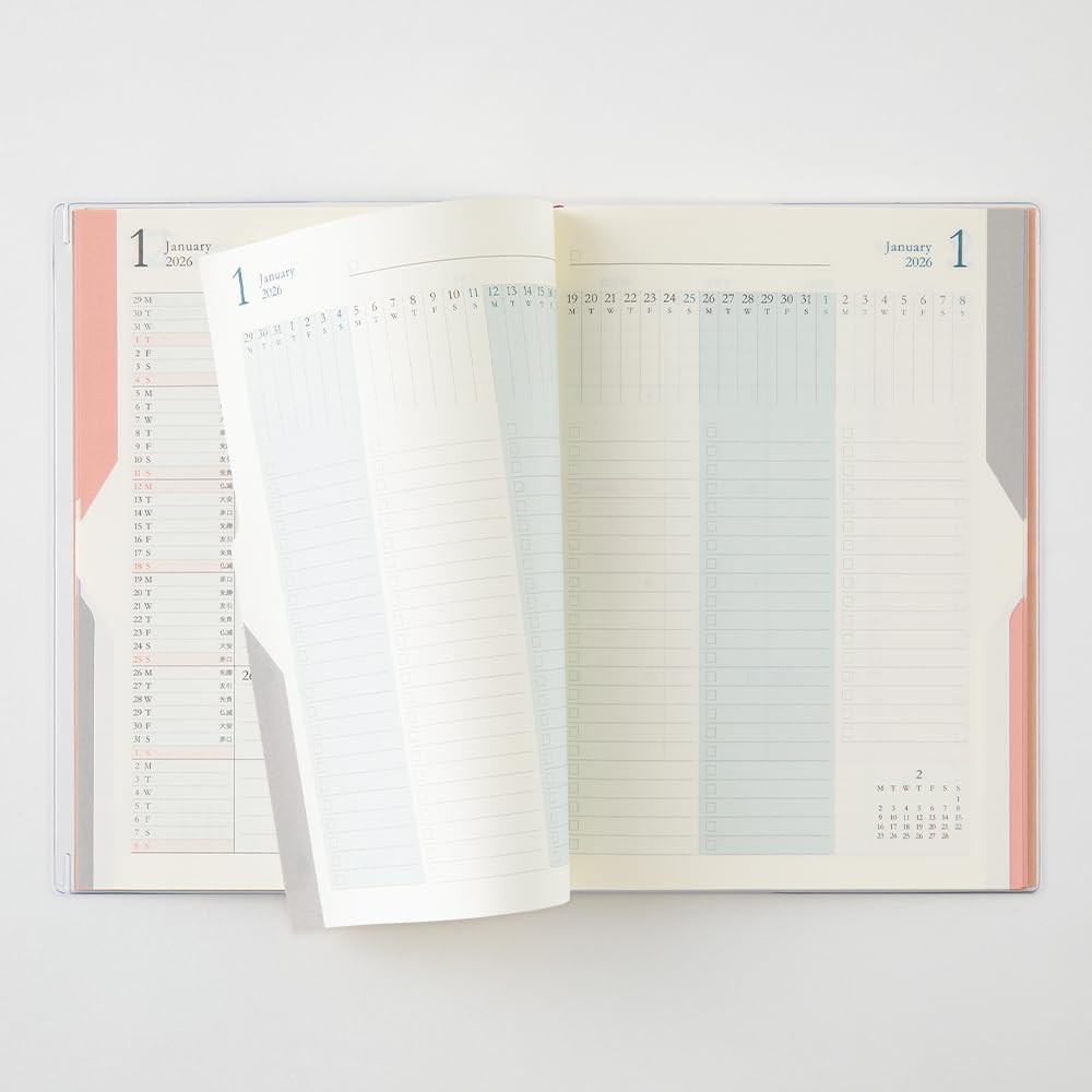 DESIGNPHIL MIDORI Double Schedule 2026 B6 Monthly Orange