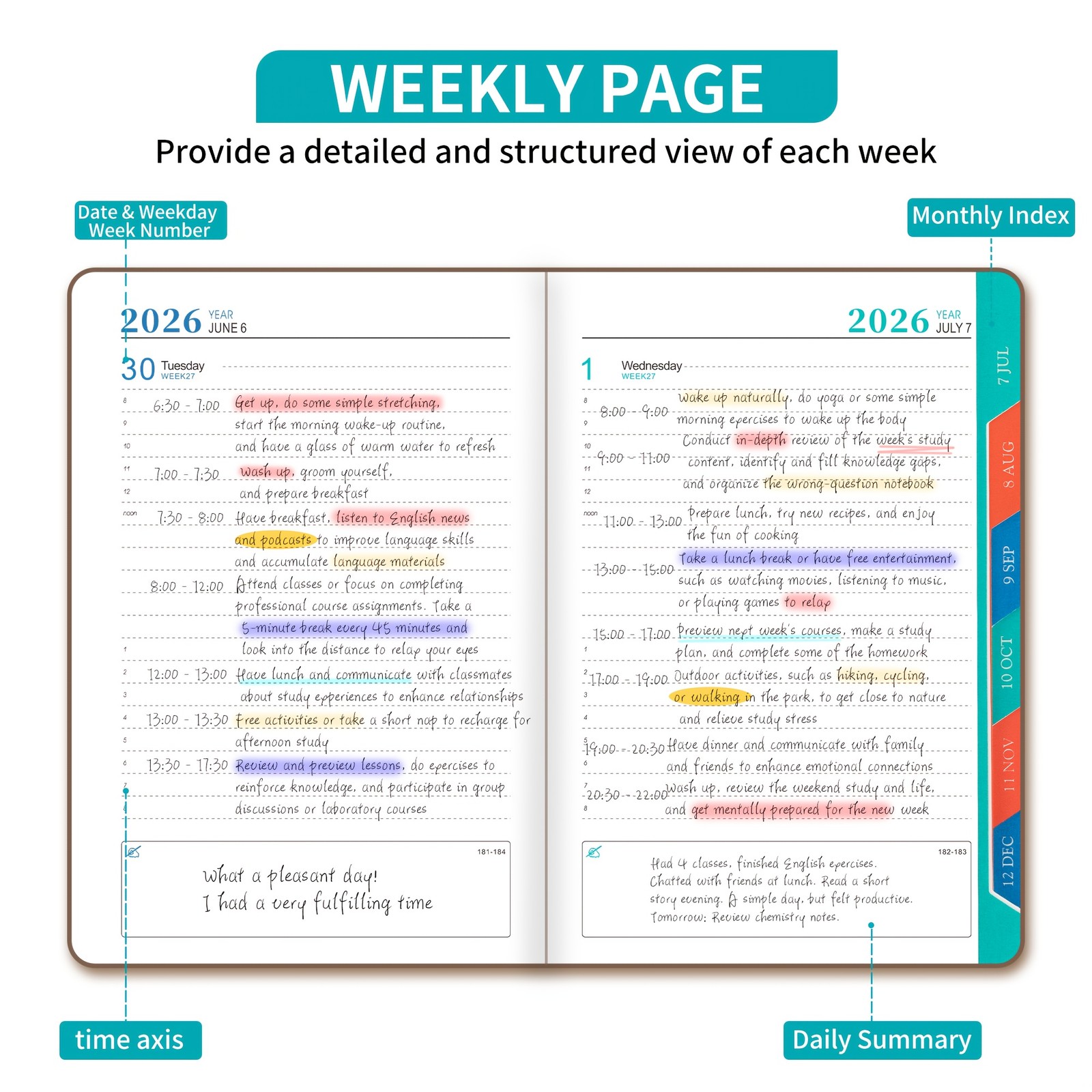 2026Daily Planner Notebook and Calendar Magazine Time Management Notebook,Diary