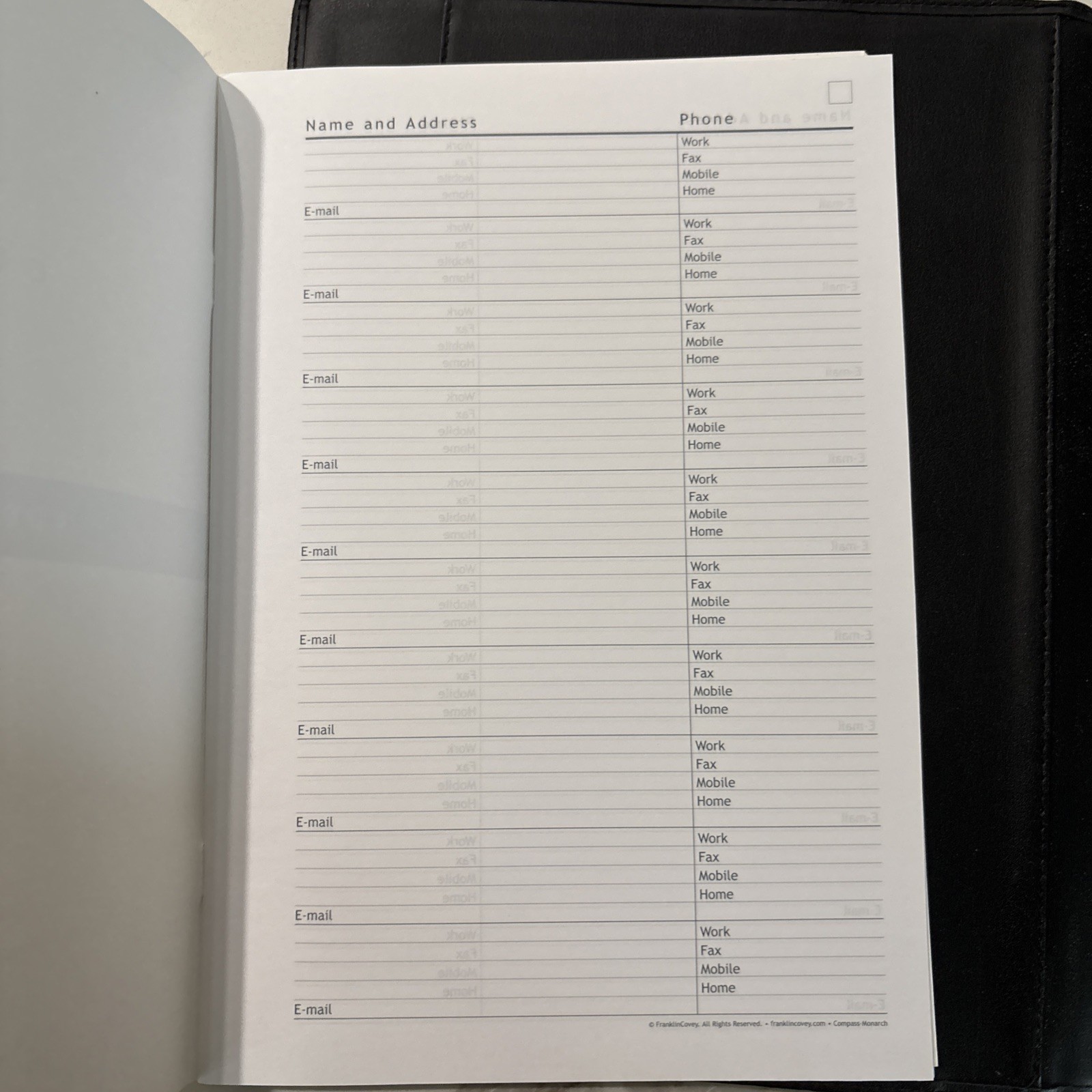 Franklin Covey Note Pad Folio Black Leather Organizer Cover 12″x 10″