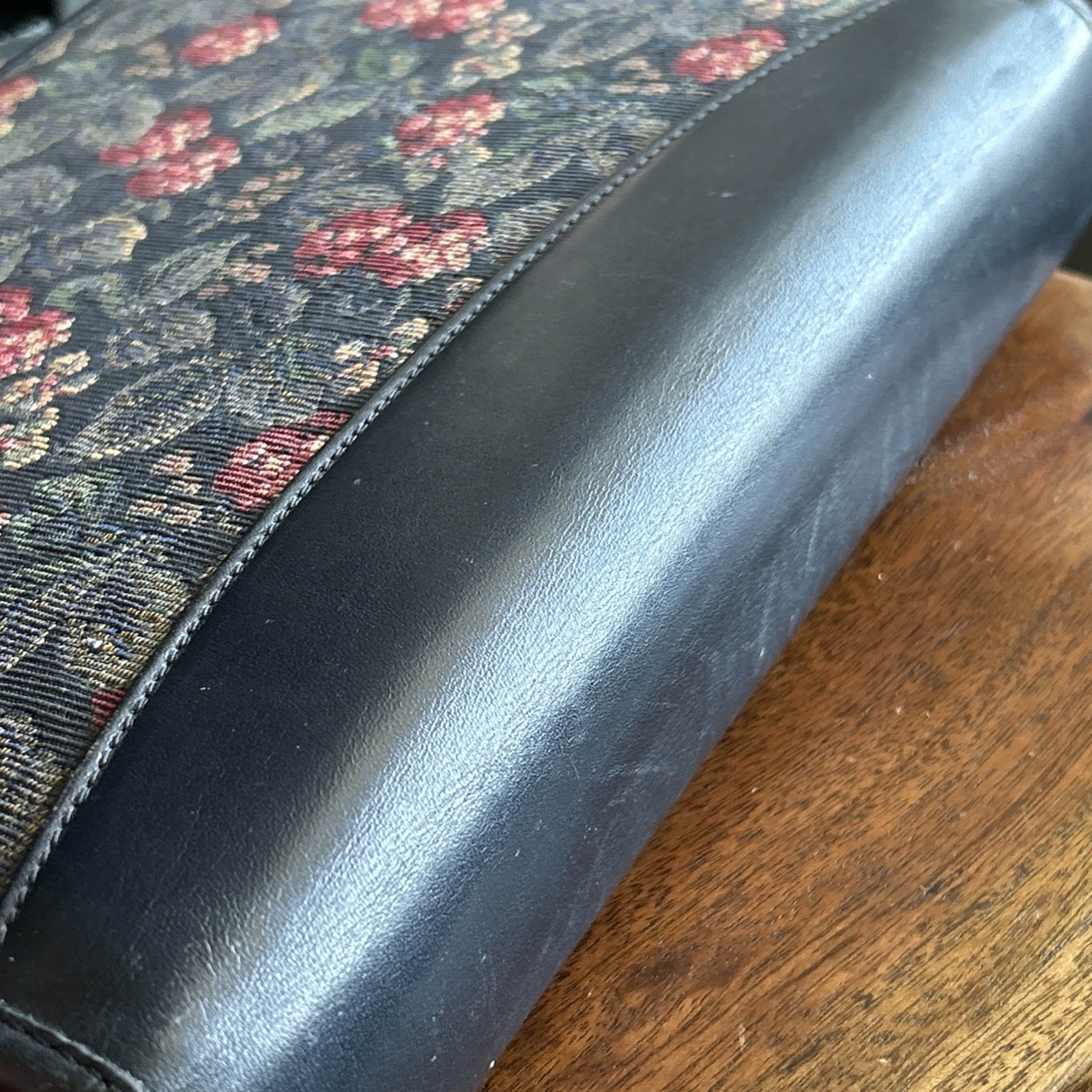 Vtg Franklin Quest Raspberry Tapestry/Leather Zip Around 7-Ring Binder USA