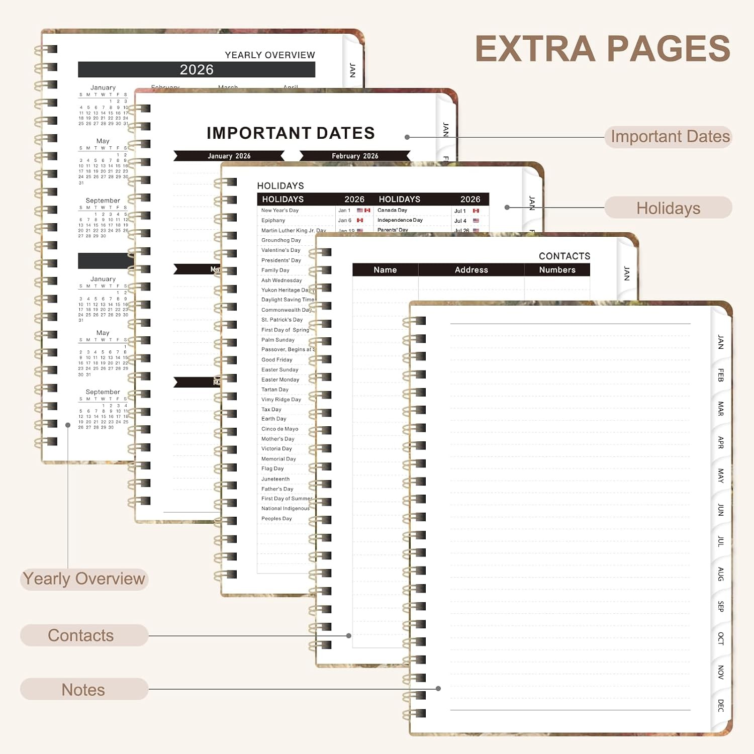 2026 Planner Weekly Monthly Calendar Planner Agenda,Jan 2026 -Dec 2026, Planning