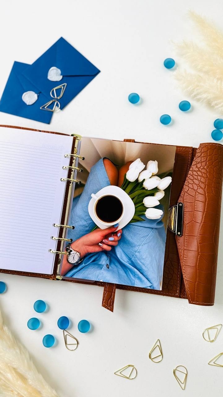 Brown Leather planner A5 big binder 6 rings, handmade Organizer gift