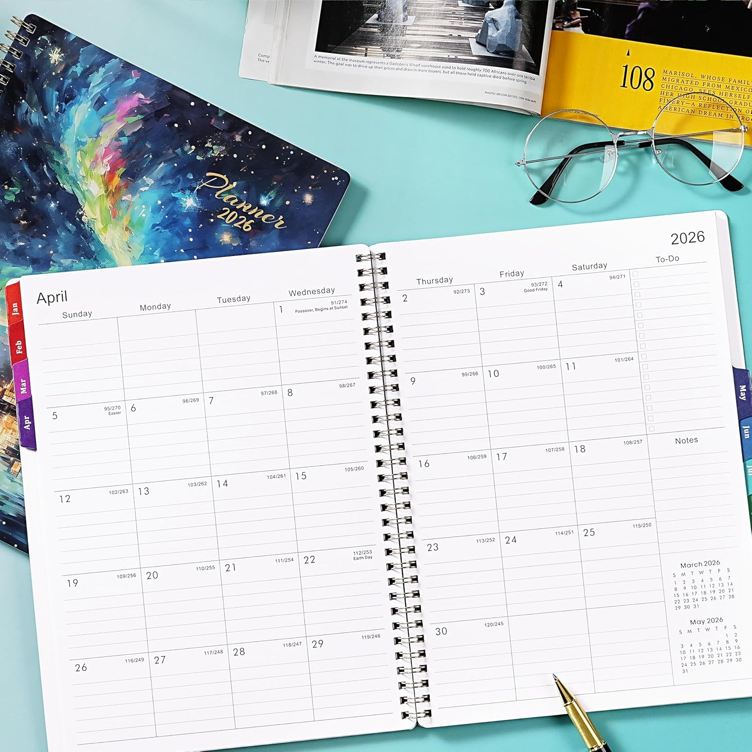 2026 Planner Weekly & Monthly, 8.5×11 Calendar with Tabs & Inner Pocket