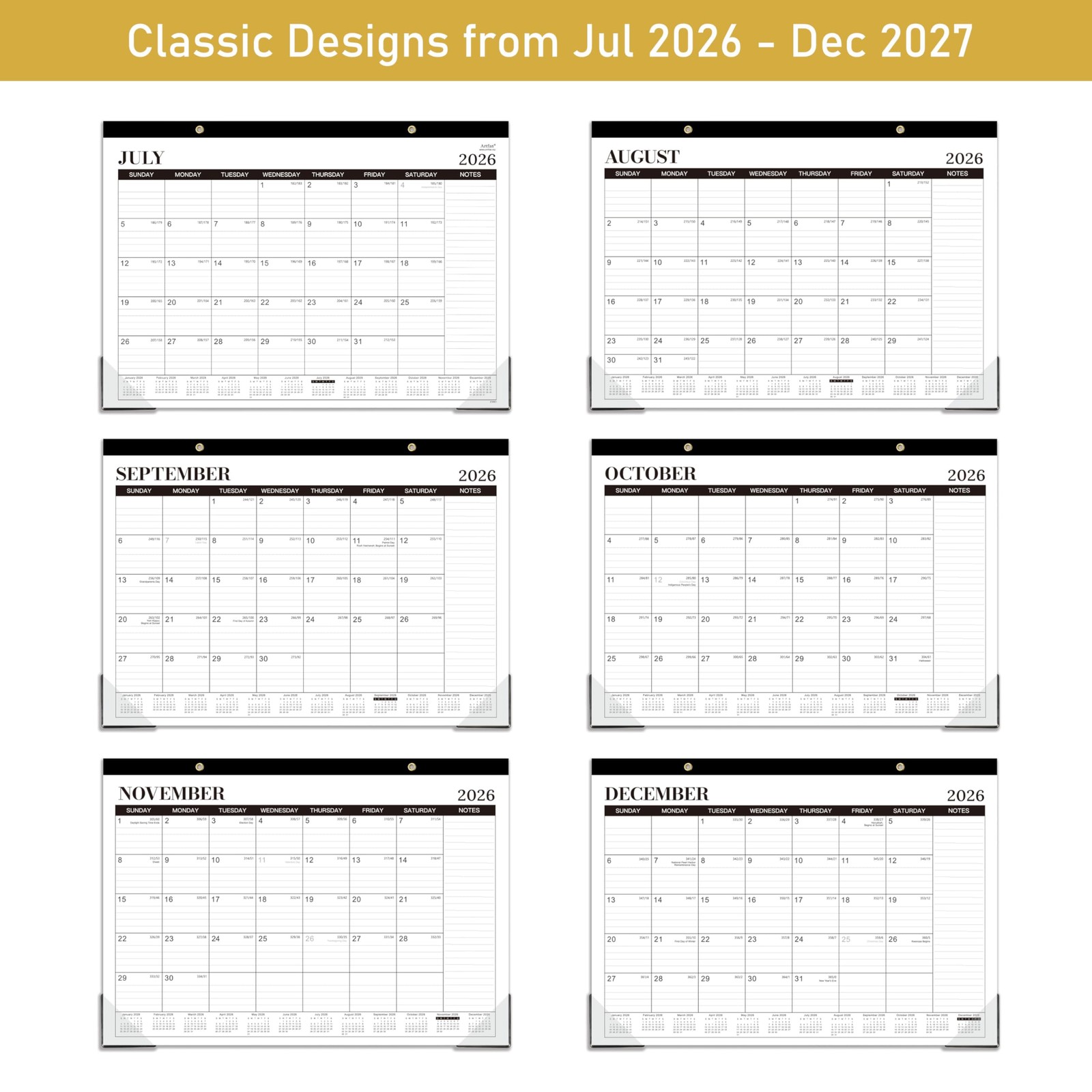 2026-2027 Desk Calendar – 2026-2027, Jul.2026 – 16.8″ x 12″