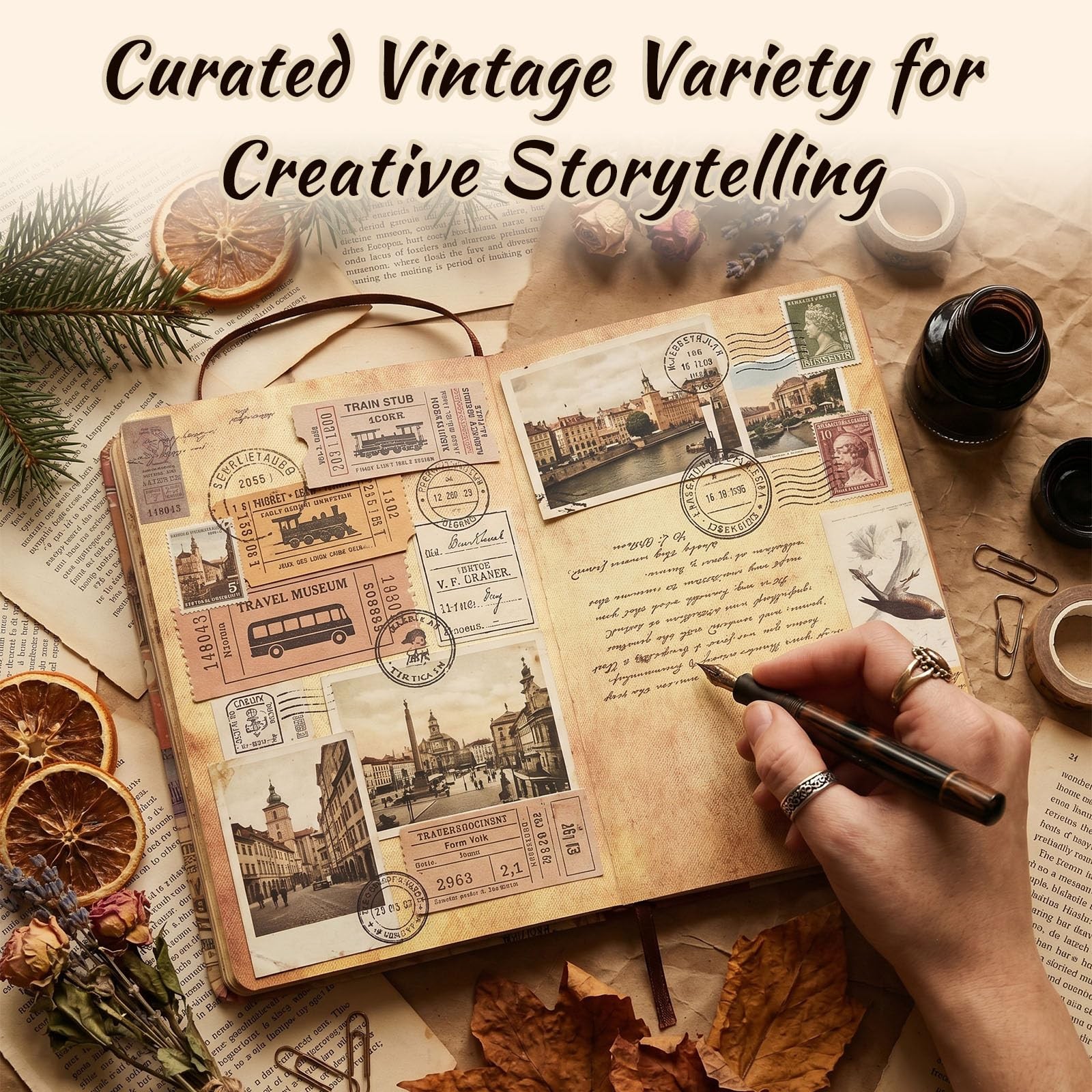 A5 Vintage Travel Journals for Women, European Kraft paper Diary Color Illust…