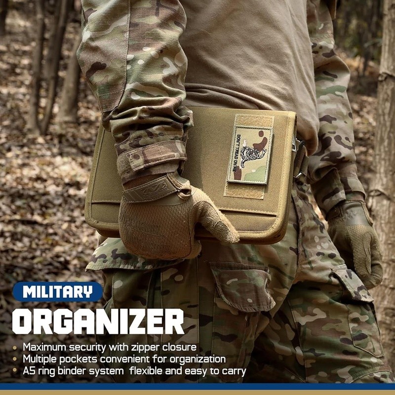 Refillable 6-Ring Binder A5 Notebook Tactical Portfolio Organizer Multi-Pocket