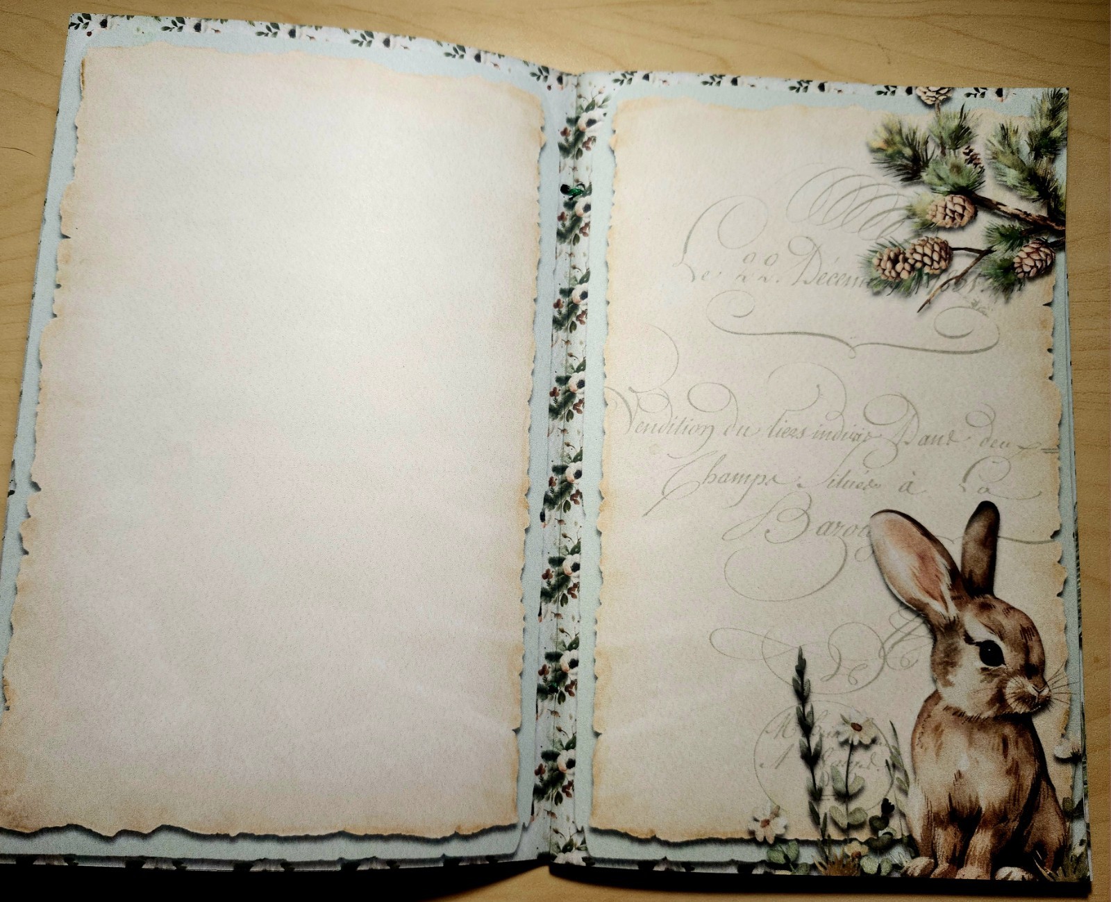 Junk Journal Blank Booklet “WINTER WONDER” Handmade Wildlife Lg 8.5″x5.5″ 40pgs