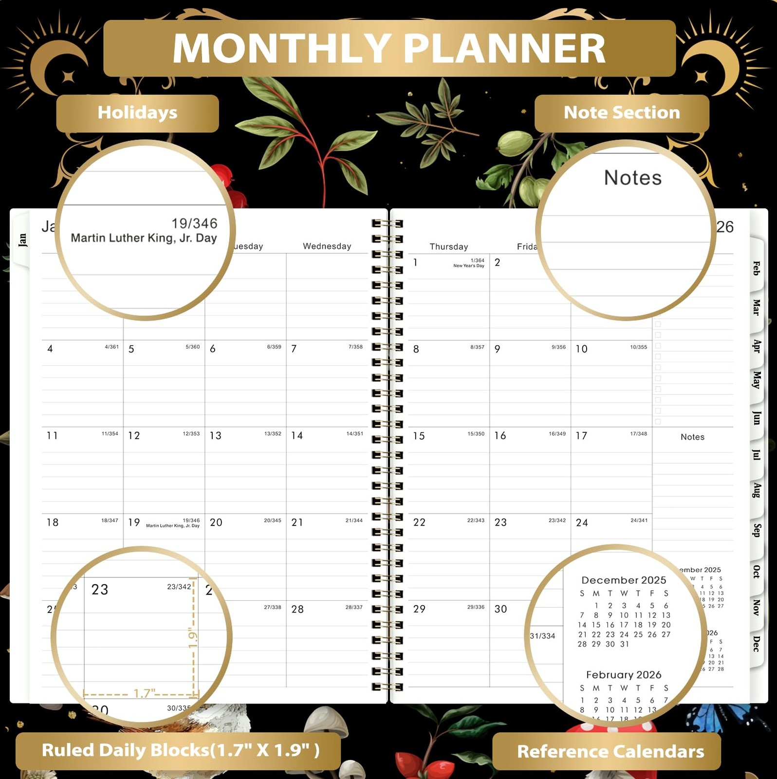 2026 Planner – Planner 2026, 9″ x 11″, Jan 2026 – Dec 2026, 2026 Weekly Month