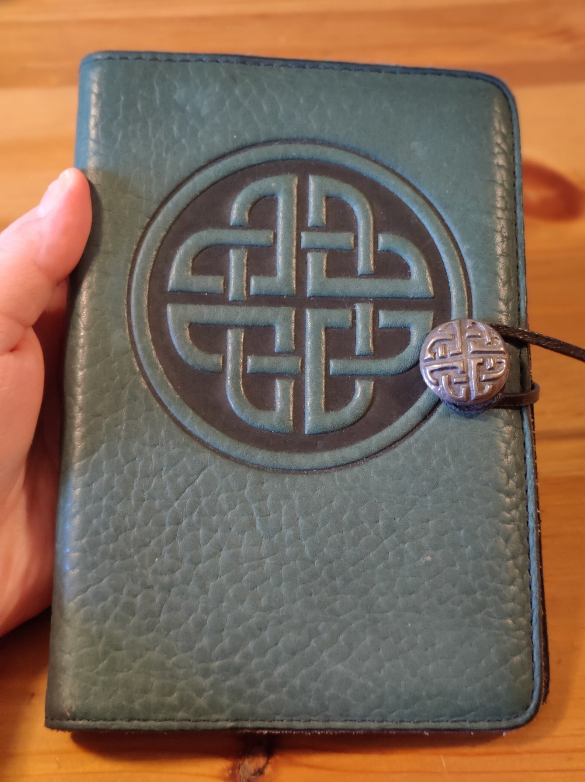 Vintage Oberon Leather Journal Notebook Cover Green Celtic Knot 6.75″ By 4.5″