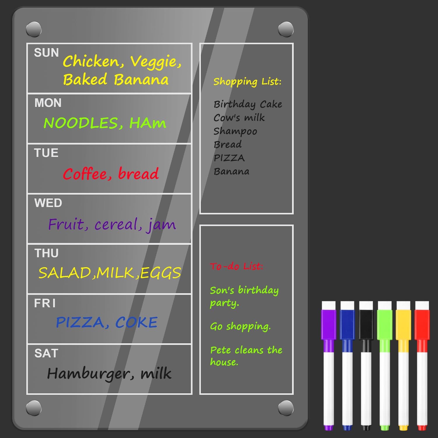 SULOLI Acrylic Magnetic Weekly Planner for Fridge, Clear 8″W x 8.3″H,