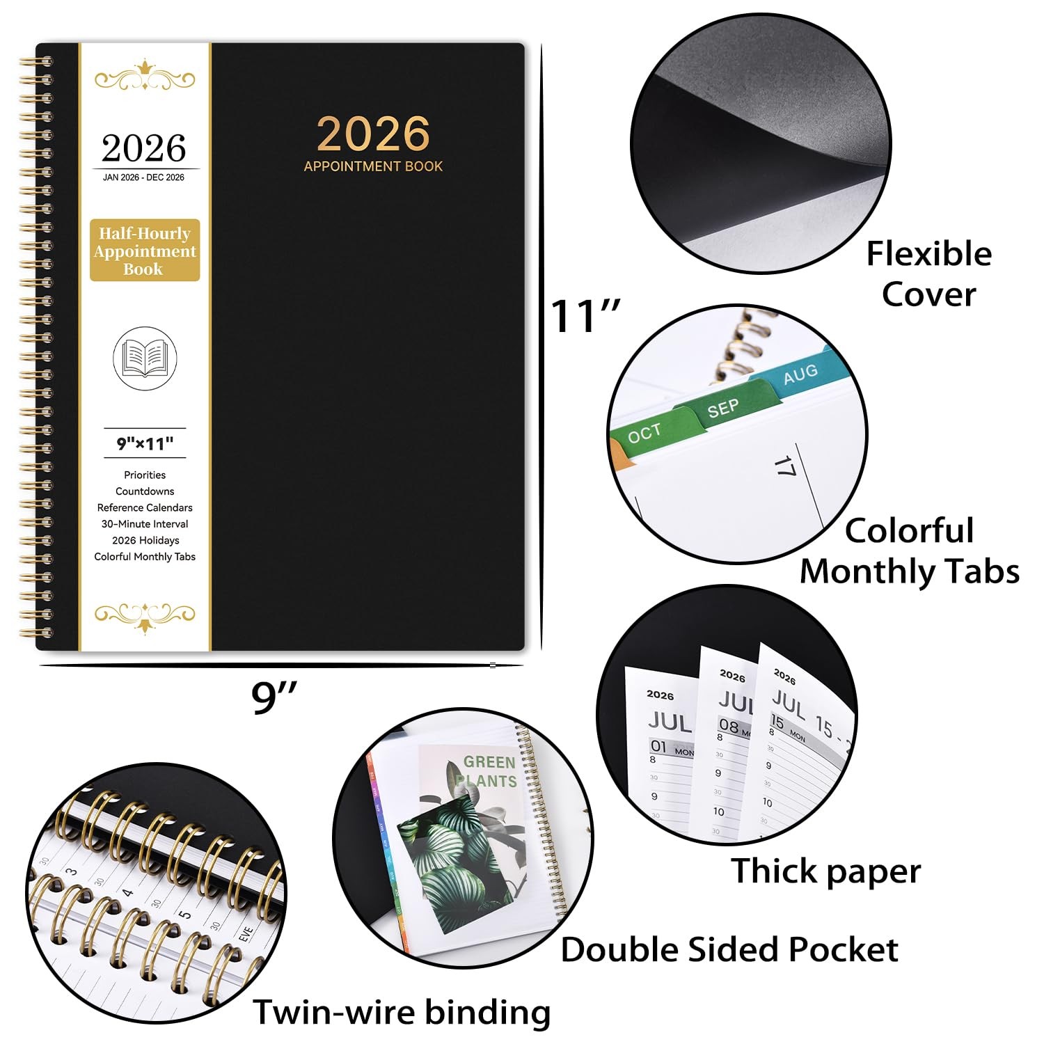 2026 Appointment Book/Planner – 2026 Planner Large 9″ x 11″, Jan 2026 – Dec 2026