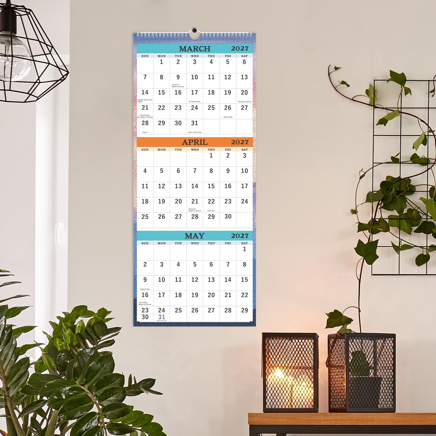 2026-2027 Wall Calendar – April 2026 – July 2027, 3-Month Large, White