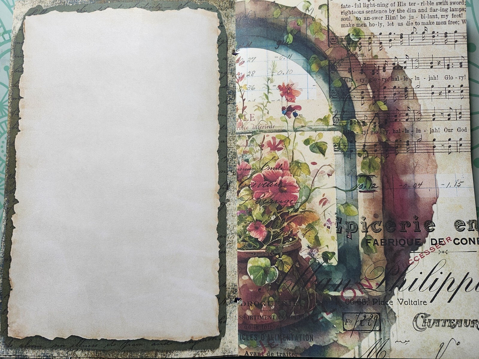 Junk Journal BOOKLET “FLORAL WINDOWS 2” HANDMADE Flowers, European Architecture