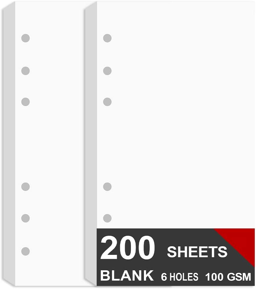 (2 Packs) A6 Binder Paper for Filofax Personal Planner, A6 Refill Paper, White 1