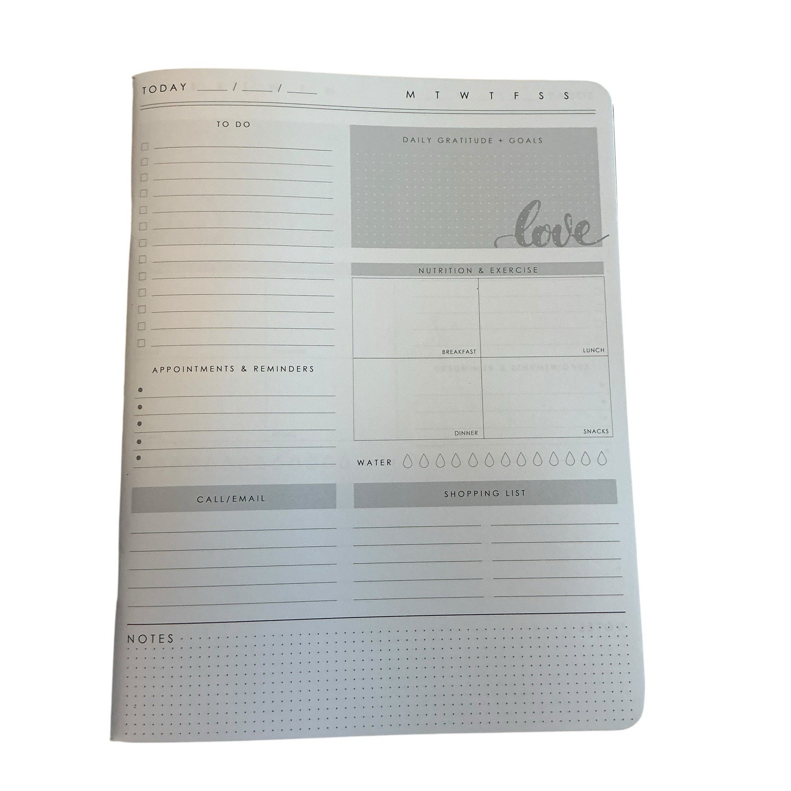 Composition Notebook Daily Planner Undated Hearts Webster’s Pages 7.5 x 9.75