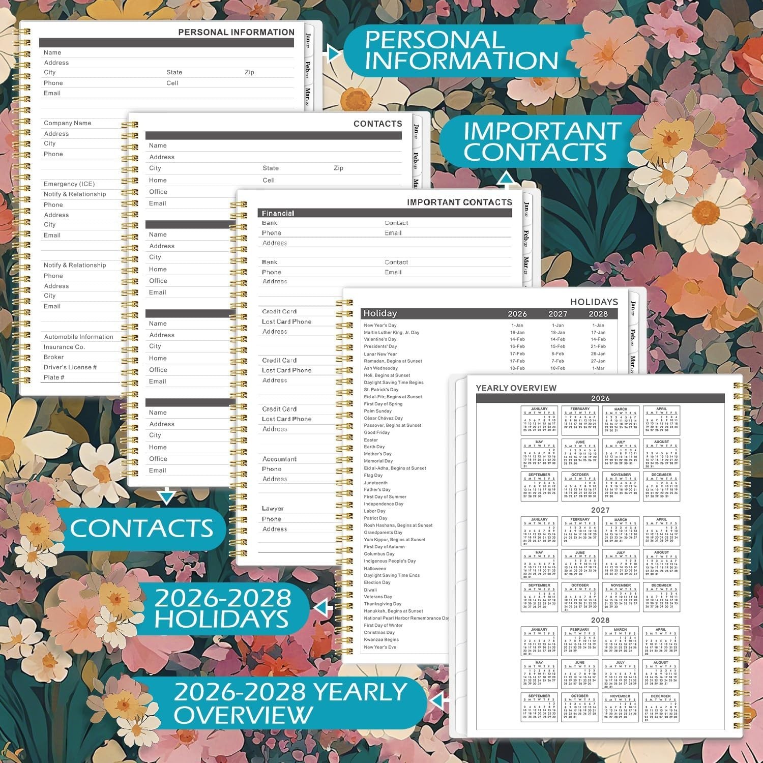 2026-2028 Inspirational Monthly Planner with Thick Paper & Twin-Wire Binding